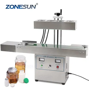 ZONESUN-Sellador térmico continuo con tapa de papel de aluminio, máquina automática de envasado y sellado térmico por inducción de botellas