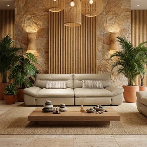 <span class=keywords><strong>Canapé</strong></span> moderne en similicuir <span class=keywords><strong>beige</strong></span>, <span class=keywords><strong>canapé</strong></span> 3 places de style mid-century pour salon, banquette en microfibre durable, facile à nettoyer - Product Image 6