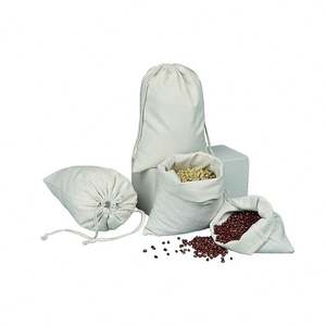 Bolsa de Tela de Algodón Muselina Orgánica Reciclada Beige con Logotipo Personalizado, Bolsa con Cordón de Algodón con Logotipo - Product Image 2