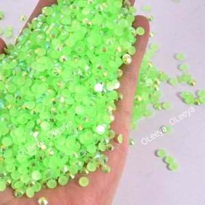 Oleeya Lot en vrac de strass en résine SS6-SS30, couleurs vert émeraude gelée, TRN, à dos plat argenté, couleurs AB, pour vêtements - Product Image 3