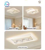 Ventilateur de plafond moderne en acrylique avec moteur AC, lumière LED, télécommande, 6 vitesses, tricolore, pour chambre à coucher (vente en gros)