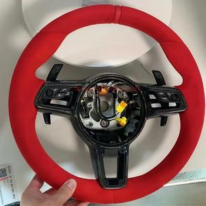 Volant de voiture à cadre en Alcantara et Rivet noir tout rouge personnalisé pour DOS <span class=keywords><strong>Macan</strong></span> 95B <span class=keywords><strong>S</strong></span> <span class=keywords><strong>Turbo</strong></span> GTS 2014 à <span class=keywords><strong>2023</strong></span> - Product Image 1