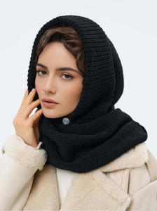 Wholesale 2026 Winter Knitted Scarf Hats for <strong>Women</strong> Neck Warmer <strong>Hoodie</strong> Bennie Scarf Hat <strong>Snood</strong> Cap - Product Image 3
