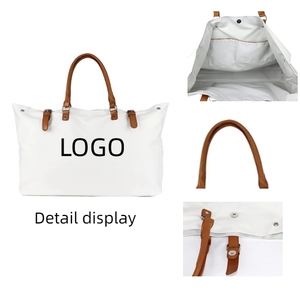 Factory Wholesale Customizable Reusable Large-capacity Fashion Travel <b>Beach</b> <b>Canvas</b> Tote Bag and Shoulder Bag - Product Image 4