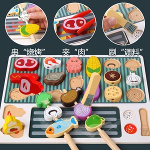 Barbecue en <span class=keywords><strong>bois</strong></span> semblant jouer cuisine jouets ensemble bricolage <span class=keywords><strong>jeu</strong></span> de rôle cuisine amusant brochettes nourriture correspondant <span class=keywords><strong>jeu</strong></span> préscolaire jouets éducatifs - Product Image 6