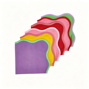 Serviettes carrées personnalisées en lin pur, bord brodé, blocs <span class=keywords><strong>de</strong></span> couleur, sets <span class=keywords><strong>de</strong></span> <span class=keywords><strong>table</strong></span> circulaires classiques pour la maison - Product Image 2