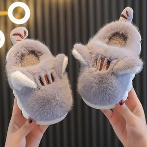 Chaussons en fourrure de <span class=keywords><strong>lapin</strong></span> pour enfants, imprimé animal mignon, chauds, épais, antidérapants, semelle souple, garçons, filles, bébé, chaussures en peluche à enfiler - Product Image 4