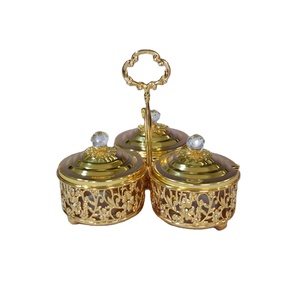 Récipient décoratif en métal pour cuisine indienne, pot en verre doré pour épices, pot à épices avec couvercle - Product Image 4