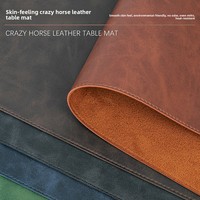 Tapis de bureau en cuir Crazy Horse style daim, texture cuir véritable, personnalisable, résistant aux taches, motif uni, extra-large pour bureau