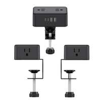 Stop Kontak Meja Lepas Pasang ETL 4 AC dengan Port USB PD 20W Tipe-C 12A Pelindung Lonjakan Arus untuk Rumah Kantor Meja Laptop