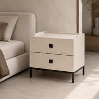Table de chevet en bois massif beige avec 2 tiroirs, armoire de rangement moderne pour chambre à coucher, meubles de maison