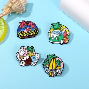 <span class=keywords><strong>Andiamo</strong></span> in spiaggia spille smaltate nate per il Surf albero di cocco spille al tramonto Hawaii - Product Image 2