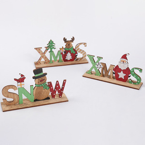 Decorazioni Natalizie Creative ed Ecologiche <span class=keywords><strong>in</strong></span> <span class=keywords><strong>Legno</strong></span> <span class=keywords><strong>di</strong></span> Qualità, Babbo <span class=keywords><strong>Natale</strong></span> e Pupazzo <span class=keywords><strong>di</strong></span> Neve per Esposizione su Tavolo e Scrivania - Product Image 1
