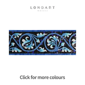 Fashion Hand Cut Mosaic Border Flower Pattern Decorative Glass Mosaic For Living Room Bedroom Kitchen Backsplash