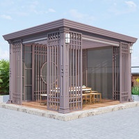Rumah Kaca Sunroom Mewah Prefabrikasi Modular Berbingkai Aluminium Alloy Kedap Suara dan Tahan Panas