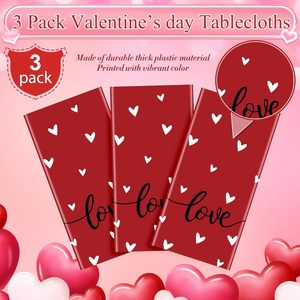 Manteles impermeables desechables <span class=keywords><strong>de</strong></span> plástico con estampado <span class=keywords><strong>de</strong></span> corazones <span class=keywords><strong>de</strong></span> amor rojos a prueba <span class=keywords><strong>de</strong></span> aceite para bodas, fiestas y eventos al aire libre - Product Image 4
