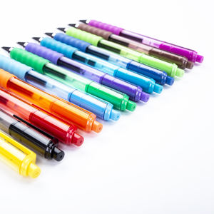 लोगो प्रिंट प्यारा रंगीन कावायी ब्लैक जेल पेन 9/12 टुकड़े नीले 0.5 मिमी रिट्रेटेबल - Product Image 1