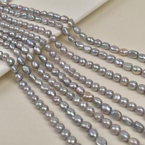 Perles d'eau douce naturelles grises claires de 8-9 mm, semi-finies, à deux faces, accessoires de bijoux, bricolage, collier fait main, perles blanches en vrac - Product Image 3