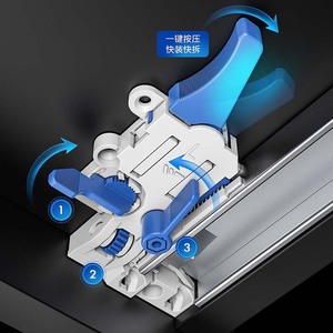 รางลิ้นชักแบบซ่อนสามตอน Unihopper ขนาด 250 มม. 550 มม. ปิดแบบนุ่มนวล เงียบ ลดแรงกระแทก สำหรับเฟอร์นิเจอร์ - Product Image 1