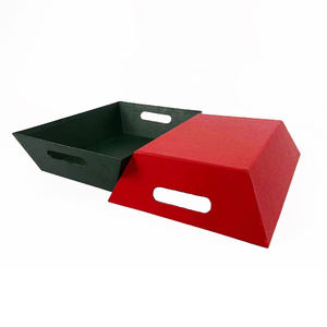 Bandeja de almacenamiento de lujo personalizada <span class=keywords><strong>para</strong></span> frutas y dulces, caja de regalo vacía de cartón trapezoidal roja y verde <span class=keywords><strong>para</strong></span> <span class=keywords><strong>Navidad</strong></span>, con asas - Product Image 2