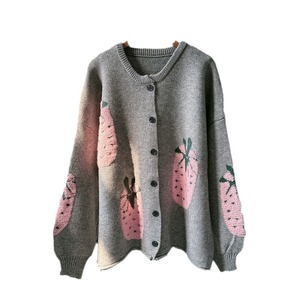 Nouvelle mode fraise épaissi pull manteau femmes automne et hiver Style paresseux col rond à manches longues tricoté <span class=keywords><strong>Cardigan</strong></span> - Product Image 1