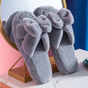 Pantuflas de Invierno para Mujer, Cálidas, de Felpa, Abiertas, Antideslizantes, de Algodón para Interiores, con Plataforma, Cómodas, con Lazo, para el Hogar - Product Image 3