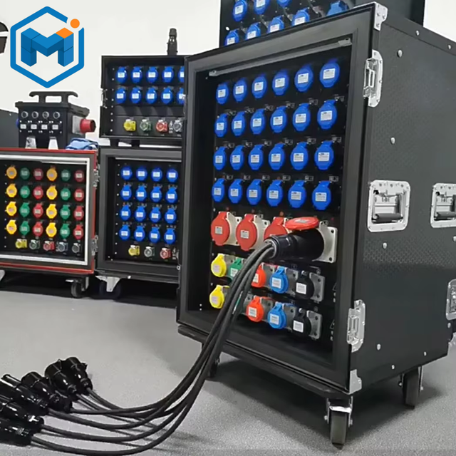 New Style Stage DJ Equipment Lighting Waterproof Aluminium Alloy 63A 12CH*16A 380V Three-Phase Black Power Distribution