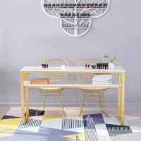 Table et chaise à ongles en marbre nordique Beauty Shop Double Nail Table Light Luxury Iron Dressing Table