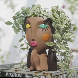 Pot de fleurs créatif en résine avec motif visage, décoration de jardin intérieur, décoration de maison, cadeau pour plantes - Product Image 3