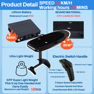 Tabla de Surf Eléctrica de Alta Velocidad CY con Batería de Larga Duración, Control Remoto, Fibra de Carbono, Efoil - hasta 2 Horas, 45KM/H - Product Image 3
