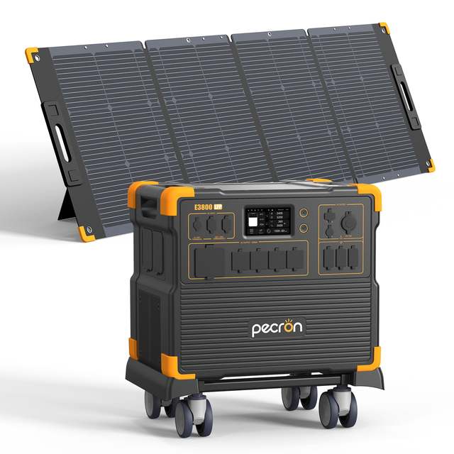 USA Stock PECRON E3800LFP Solar Generator 4200W 3840Wh with Free Cart and 300W Solar Panel for Home Backup