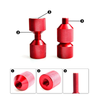 2 PCS 1-1/8 "6061 Jeu de goupilles à deux trous en aluminium anodisé Oxyde rouge finition noire Goupille d'alignement à 2 trous Goupille de coupleur à bride