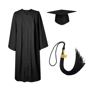 Toge de Cérémonie de Remise de Diplôme Universitaire Noire Mate Adulte d'Usine avec Toque et Pompon pour Étudiants Diplômés - Product Image 1