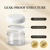 Pot à crème éco-responsable en PET à paroi épaisse 30g et PCR 50g, finition givrée bombée, contenant minimaliste, personnalisable avec étiquette privée, pot en plastique.