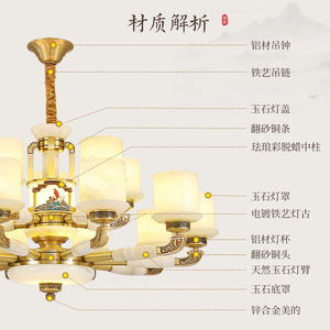 Chinese Style Jade Chandelier Multi Head <b>Led</b> <b>Light</b> For Home Dining Room Bedroom - Product Image 1