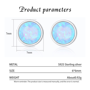 Minimalist S925 Silver Bezel Setting <b>Opal</b> Stud <b>Earrings</b> For Women Everyday Wear Fashion Jewelry Gift - Product Image 3