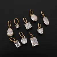 EManco Pendentif en acier inoxydable plaqué or 14 carats incrusté de zircon, breloque, accessoires de bijoux DIY, fournitures pour la fabrication de boucles d'oreilles