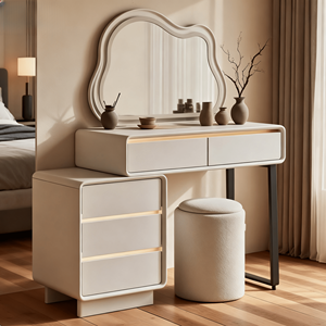 Dressing Table Modern Wooden Vanity Desk with Storage <strong>Drawers</strong> Sturdy <strong>Makeup</strong> Table for Bedroom - Product Image 3