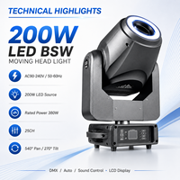 Projecteur LED BSW 3-en-1 haute puissance 200W avec rotation annulaire et projecteur de gobos pour DJ, discothèque, mariage et éclairage de scène