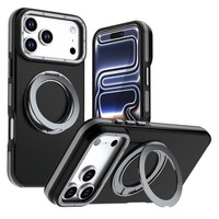 Coque magnétique double couleur avec anneau rotatif et béquille pour iPhone 18 Pro Max, en PC + TPU