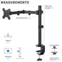 Support de bureau pour moniteur DMP New 32 pouces - Bras de moniteur LCD simple entièrement réglable et robuste