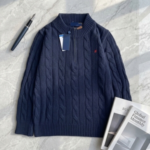 Pull semi-zippé RLS de créateur, style Old Qian avec broderie <span class=keywords><strong>Pon</strong></span>, pull tricoté décontracté à col montant - Product Image 3