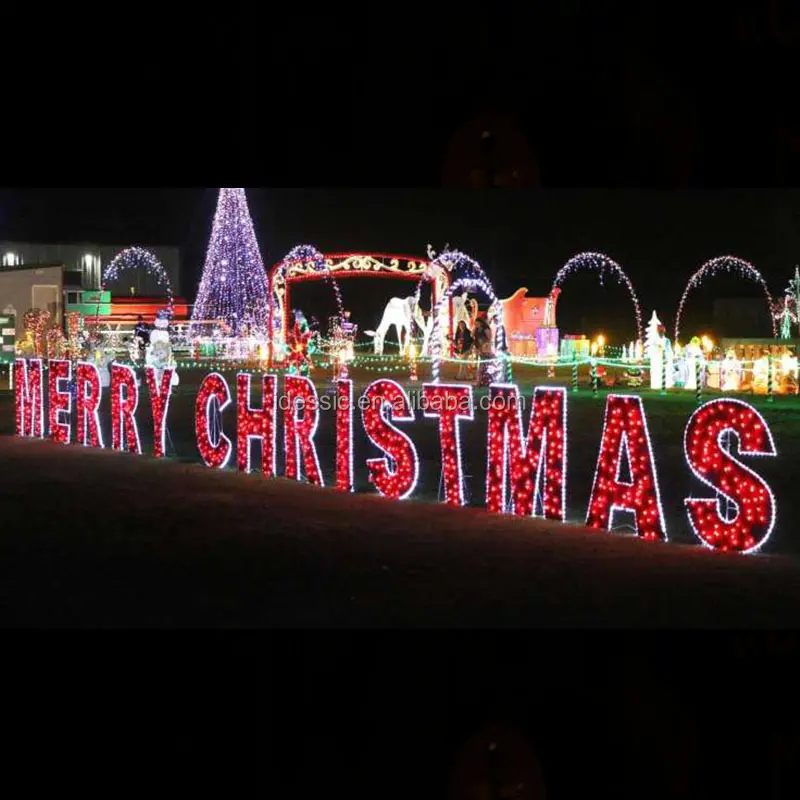 Outdoor große Frohe Weihnachten seil licht zeichen beleuchtete worte für urlaub rasen displays