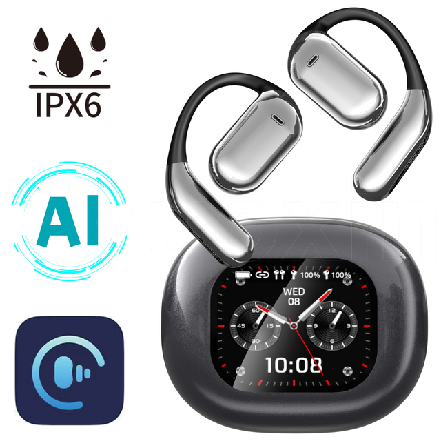 2025 YYK-Q16 Pro Ear Hook Sports Touch Screen Custom Fit Wireless Earbuds V5.4 ENC IPX-6 Type-C 10-15h Battery