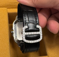 Montre mécanique carrée 3A, style AAA Carter Santo, bracelet en cuir véritable, Reloj Moissanita Para Hombre, Montre Homme