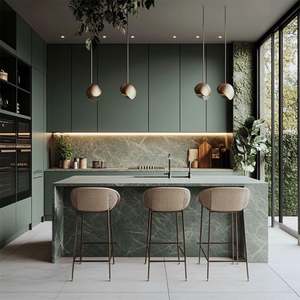 Îlot de cuisine shaker de luxe léger sur mesure, conçu pour les villas extérieures, les appartements et les projets commerciaux, y compris les espaces de vie - Product Image 6