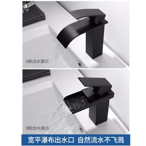 Robinet de lavabo cascade noir, monocommande, à poser sur le comptoir, avec cartouche céramique, en laiton - Product Image 5