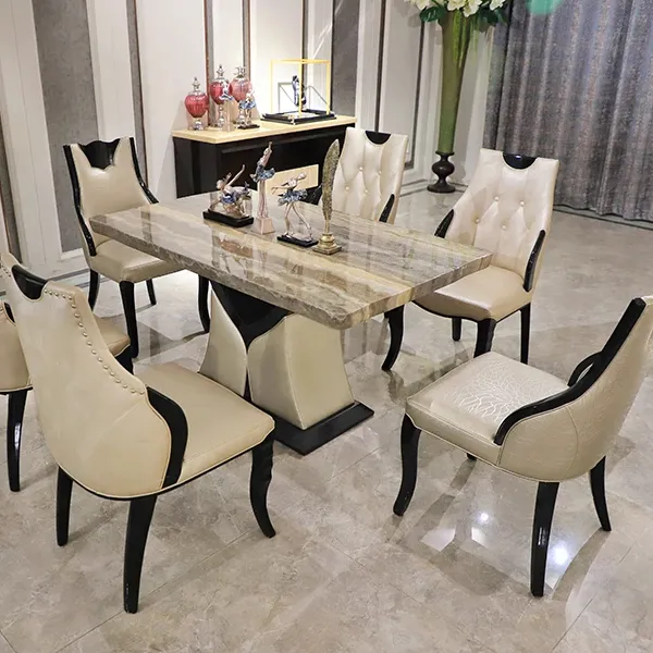 Luxo Elegante Home Restaurant Móveis 4 6 8 10 seater Tabela Define Retângulo De Jantar Ou Forma Redonda Mármore Mesa De Jantar Set