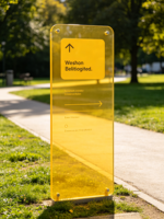 Panneau de sol minimaliste en acrylique cristallin, support d'affichage autoportant pour jardin extérieur, plaque décorative esthétique pour aménagement paysager