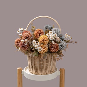 Ramo de Flores Artificiales Rosa MW66024, Bola de Espinas Otoñales, Decoración para Bodas, Arreglo Decorativo para el Hogar - Product Image 1